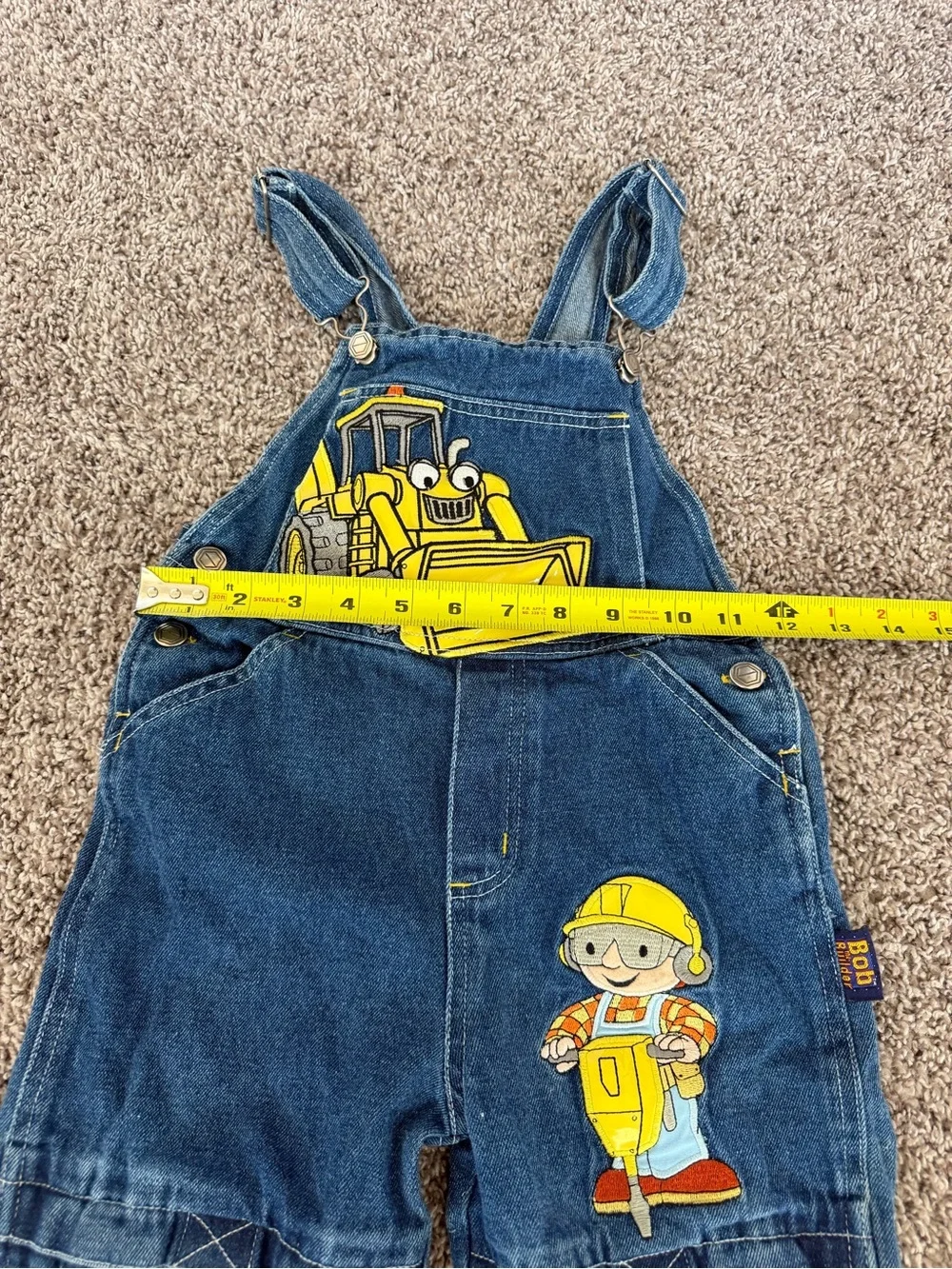 Vintage Y2K Bob the Builder Embroidered Denim Overalls Size 5
